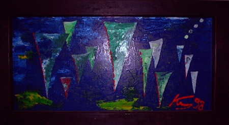 Grosses Acryl Öl Gemälde - Triangle