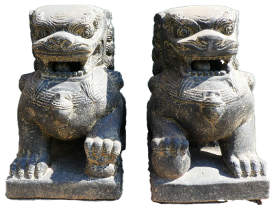 Tempellöwen aus Lavastein